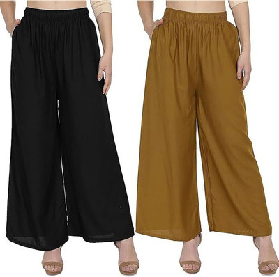 MOKSH Regular Fit Women Black, Brown Trousers