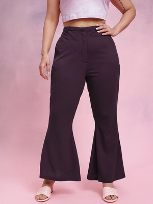 Dressberry Flared Women Brown Trousers