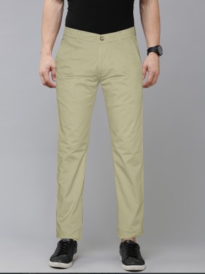 JUST BLACK Slim Fit Men Light Green Trousers