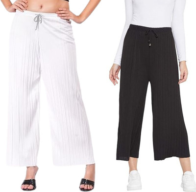 Khdijh Creation Regular Fit, Comfort Fit Women White, Black Trousers