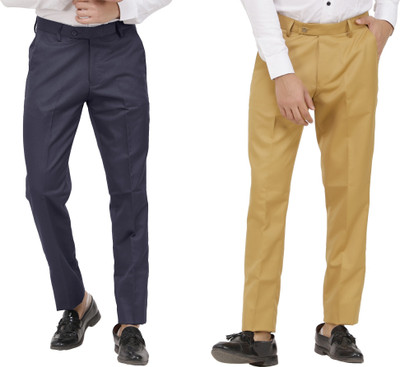Kundan Regular Fit Men Grey, Khaki Trousers
