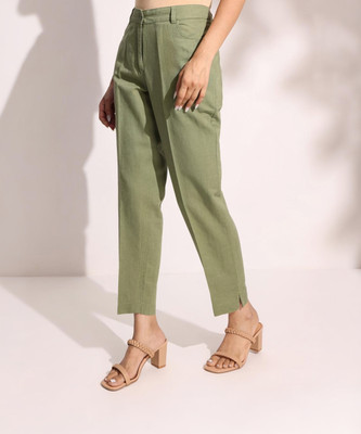 Fabindia Regular Fit Women Green Trousers