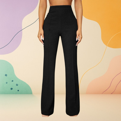 Anitafashion Loose Fit Women Black Trousers
