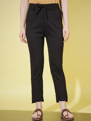 RIEKA Regular Fit Women Black Trousers
