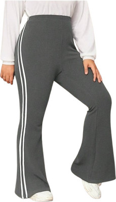 MASTREY Striped Women Grey Track Pants