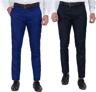 AS FASHION Regular Fit Men Dark Blue, Black Trousers