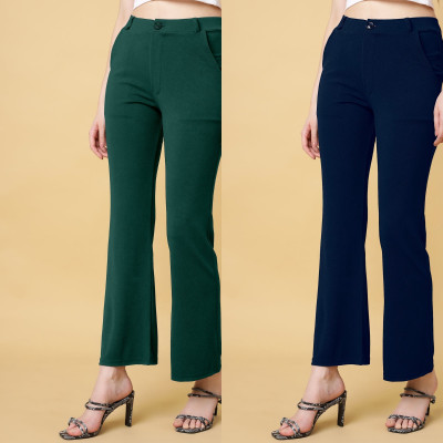 High Glitz Regular Fit Women Green, Blue Trousers