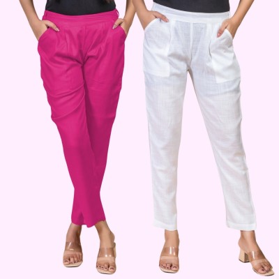 SAAV Regular Fit Women Pink, White Trousers