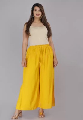 Morwad Flared Women Yellow Trousers