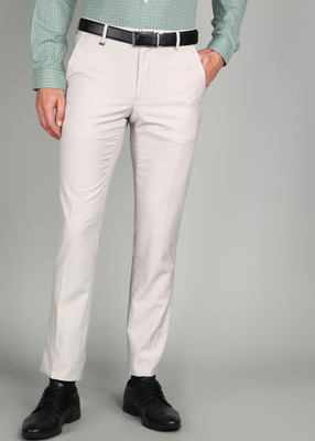 VAN HEUSEN Slim Fit Men Cream Trousers