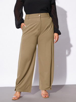 SASSAFRAS Curve Regular Fit Women Beige Trousers