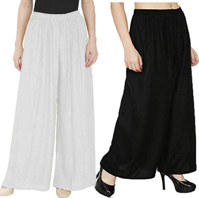 Qeheem Regular Fit Women Black, White Trousers