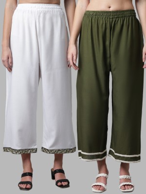 VALLES365 by S.c. Flared Women White, Green Trousers