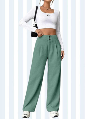 Aarya Fashion Regular Fit Women Green Trousers