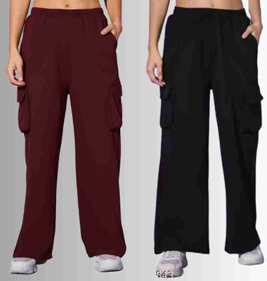 Alika Loose Fit Women Maroon, Black Trousers