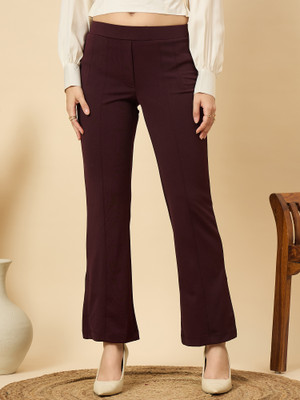 LE BOURGEOIS Flared Women Maroon Trousers