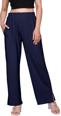 KNOVA Straight Fit Women Dark Blue Trousers