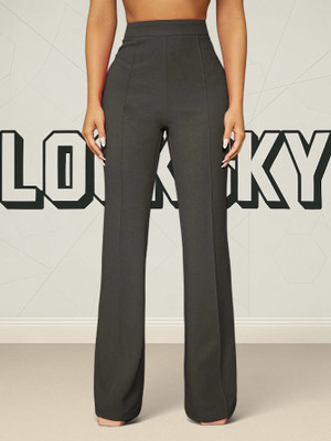 HouseOfCommon Comfort Fit, Regular Fit Women Grey Trousers