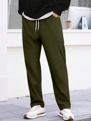 Rajovati Loose Fit Men Dark Green Trousers