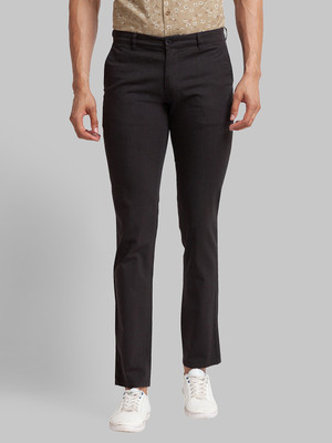 PARX Tapered Men Black Trousers