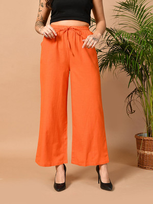 ADRIANA Regular Fit Women Orange Trousers