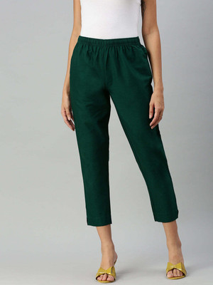 High Glitz Regular Fit Women Green Trousers