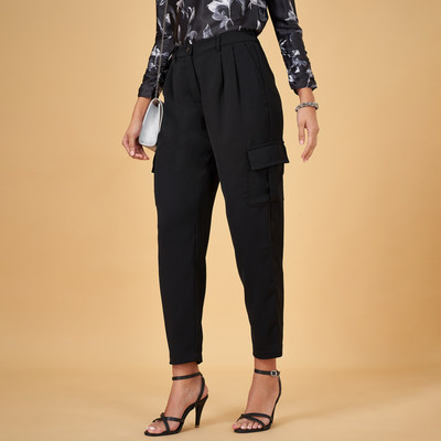 Annabelle by Pantaloons Tapered Women Black Trousers