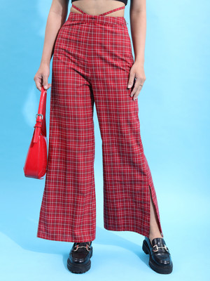 Tokyo Talkies Regular Fit Women Maroon Trousers