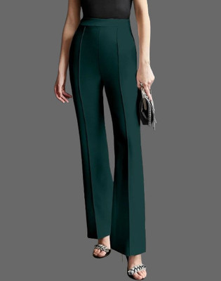 HouseOfCommon Regular Fit Women Dark Green Trousers
