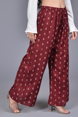 PALAZZO DESIGN Relaxed Women Maroon Trousers