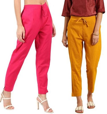 MayFay Regular Fit Women Pink, Yellow Trousers