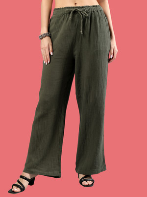 saffe Flared Women Green Trousers