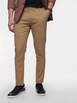 19329brand Slim Fit Men Brown Trousers