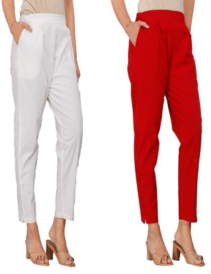 GOYAL TEXTILES Slim Fit Women White, Red Trousers