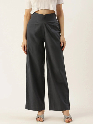 IQRAAR Regular Fit Women Grey Trousers
