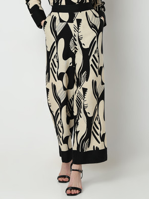 VERO MODA Relaxed Women Black, White Trousers