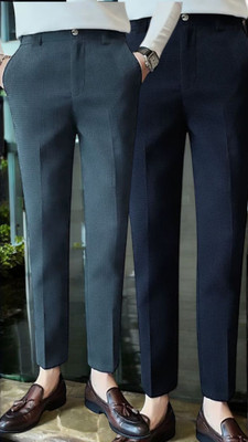 The Stanch Straight Fit Men Grey, Black Trousers