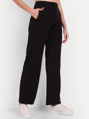 Broadstar Loose Fit Women Black Trousers