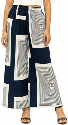 raamya Comfort Fit Women Dark Blue, White Trousers