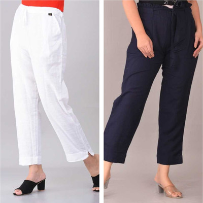 KHWAHISH CREATIONS Regular Fit Women White, Blue Trousers