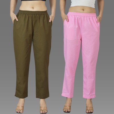 QuaClo Regular Fit Women Green, Pink Trousers