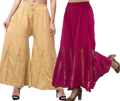 OMAYA Regular Fit Women Beige, Pink Trousers