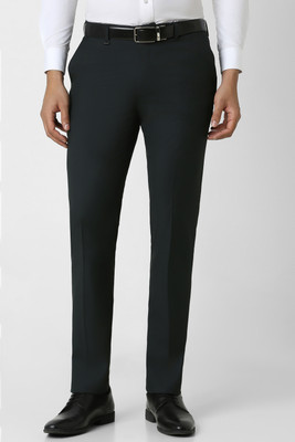 VAN HEUSEN Slim Fit Men Dark Green Trousers