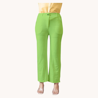 High Glitz Regular Fit Women Green Trousers