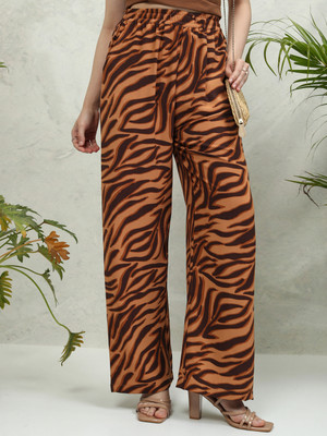 Tokyo Talkies Flared Women Brown Trousers