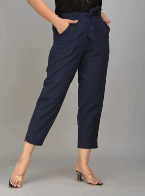 IQRAAR Regular Fit Women Blue Trousers
