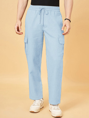 INDICLUB Self Design Men Light Blue Track Pants