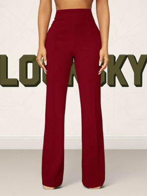 Squadfashion Loose Fit Women Maroon Trousers