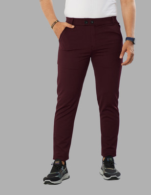 We Perfect Slim Fit Men Maroon Trousers