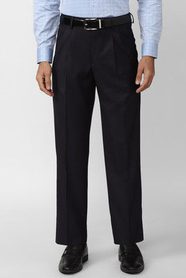 VAN HEUSEN Regular Fit Men Black Trousers